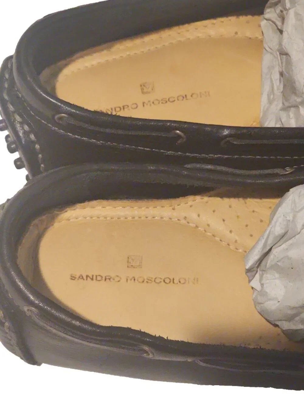 Sandro Moscoloni Driving Moc Loafers Mens 11 Black Leather Slip On Casual Shoes